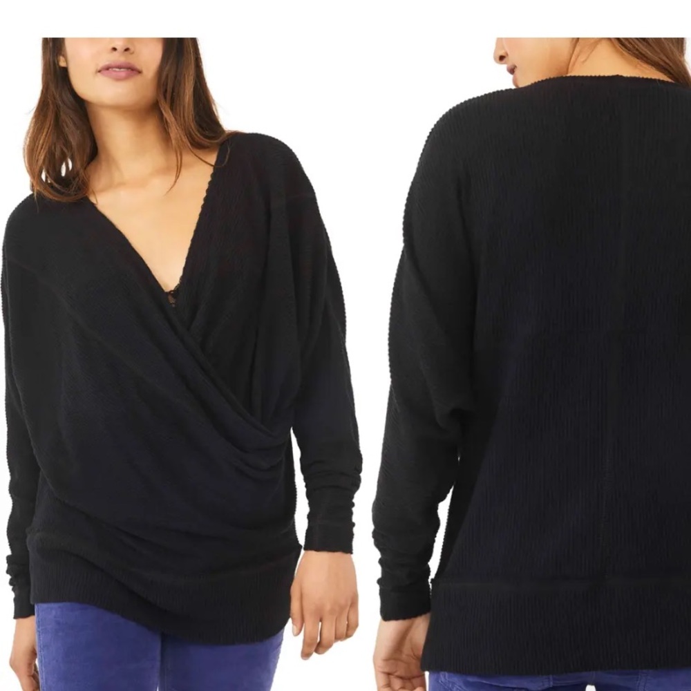 Free People Black Cozy with you sweater
